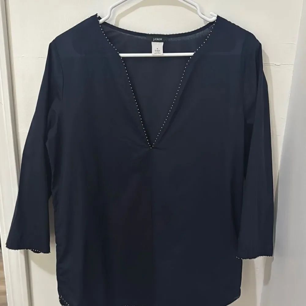 J. Crew Blue 3/4 Sleeve Tunic Blouse Size M